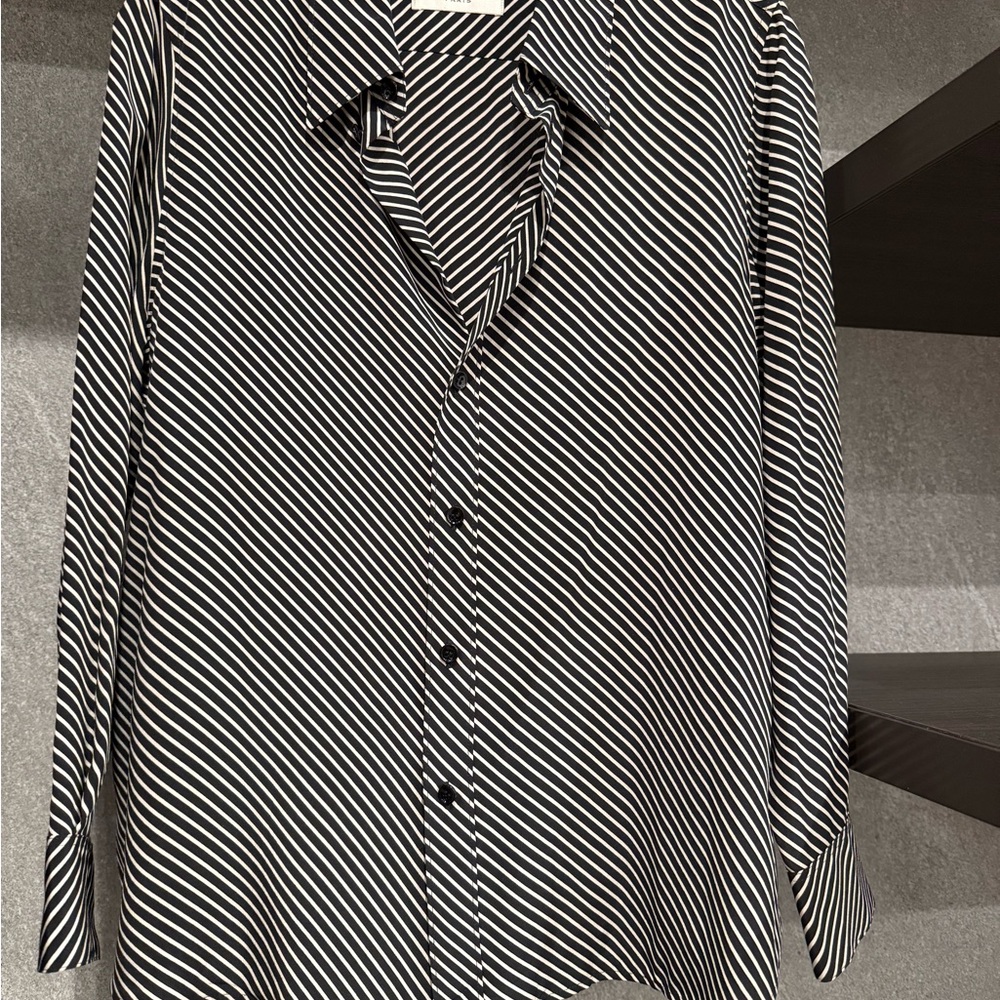 Saint Laurent Monochrome Diagonal Striped Blouse